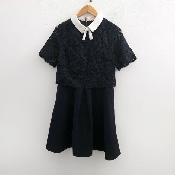 TED BAKER Dixxy Lace Bodice Double Layer Mini Dress Size 4 - Picture 2 of 12
